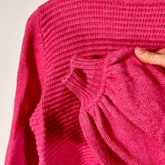 Rebecca Vallance Bella Merino Wool Balloon Sleeve Mock Sweater AUS 14 US 10 pink - Picture 4 of 7